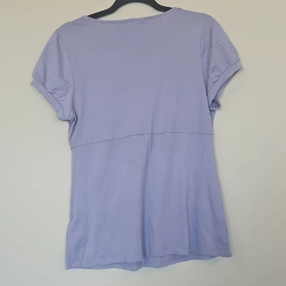 Rw & Co. Nwot Lavender V-Neck Gathered Bust Short Sleeve Cotton Top Sz Large - Picture 6 of 6
